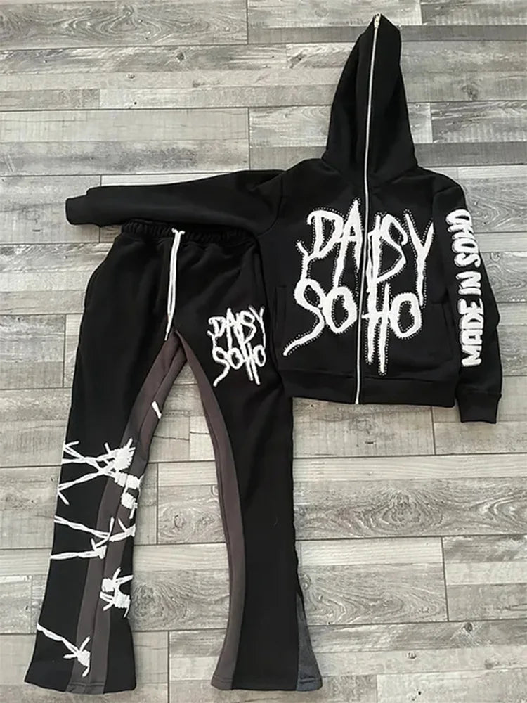 Y2K Hip Hop Zipper Hoodie 2025 – Retro Streetwear mit Letter-Print