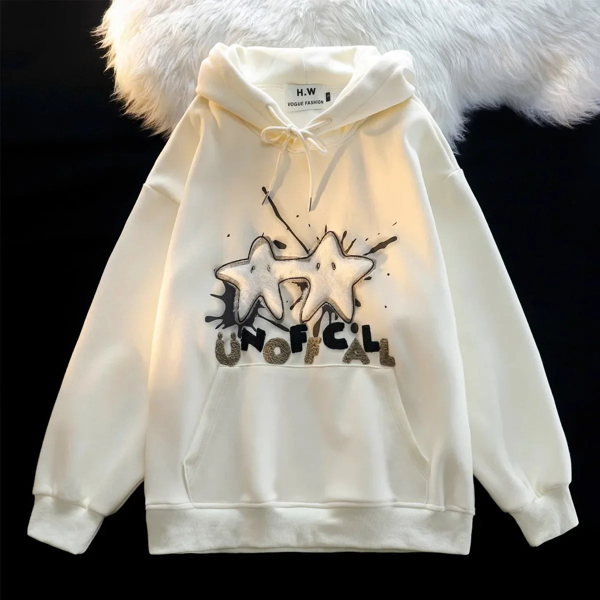 Unisex Oversize Hoodie mit Stern-Flock – American Streetstyle für Frühling & Herbst