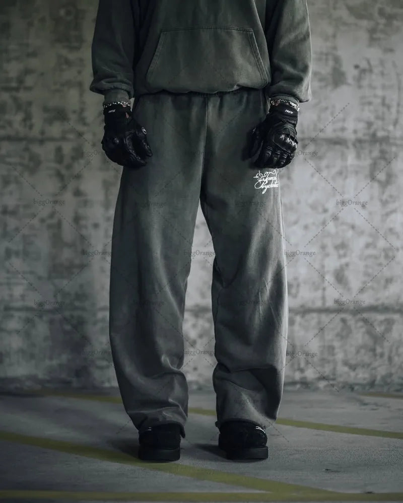 🖤 High Street Oversize Set für Herren – Hoodie & Weitbeinige Hose 🖤