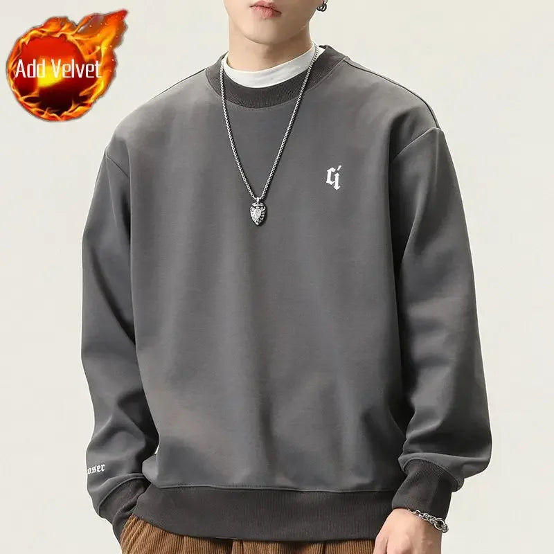 Herren Pullover Sweatshirt – Rundhals, Ohne Kapuze, Schwarzes Letter-Design, Oversize,