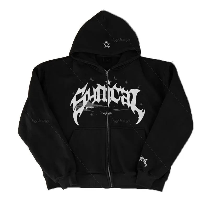 2025 Y2K Bedruckter Herren-Hoodie – Neuer Hip-Hop Oversized Pullover mit Tasche – Harajuku Punk Streetwear Kleidung