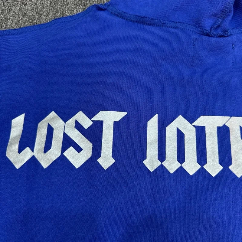 Lost Intricacy Zip-Up Hoodie – Blauer Unisex Hoodie aus reiner Baumwolle mit Kapuze