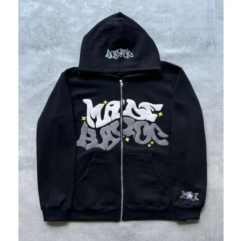 College-Style Kapuzen-Sweatshirt für Herren – Fleecegefütterte Übergangsjacke im Loose Fit