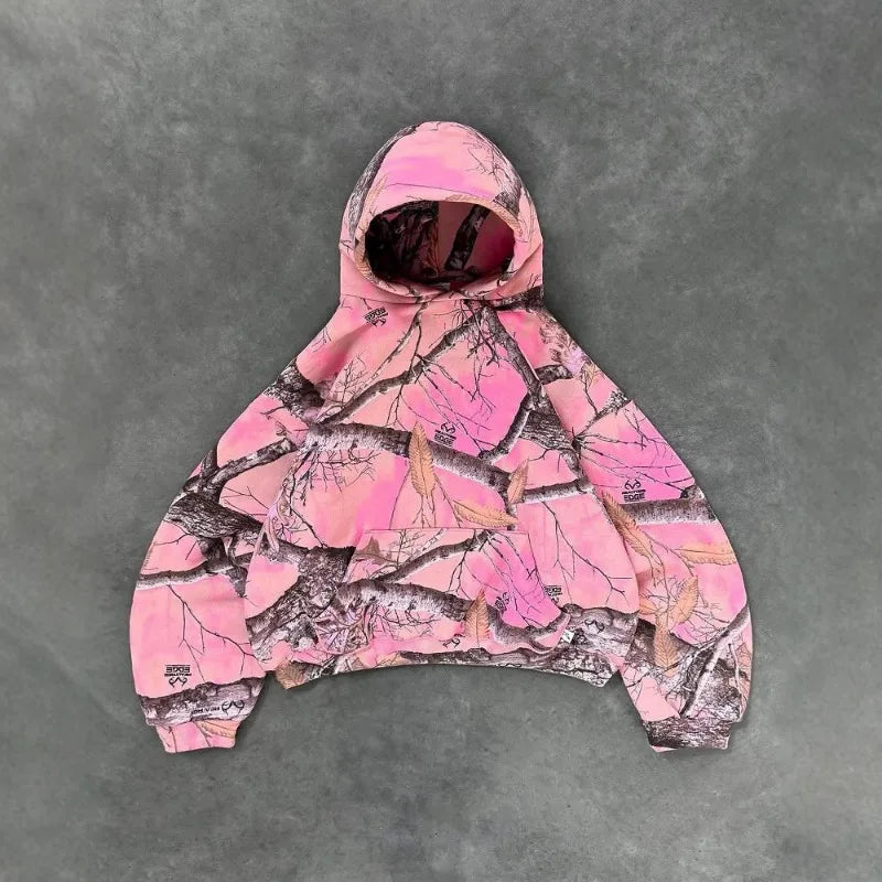 Y2K Camouflage Hoodie – Harajuku Streetwear für Damen & Herren | Hip-Hop Pullover im Retro-Stil