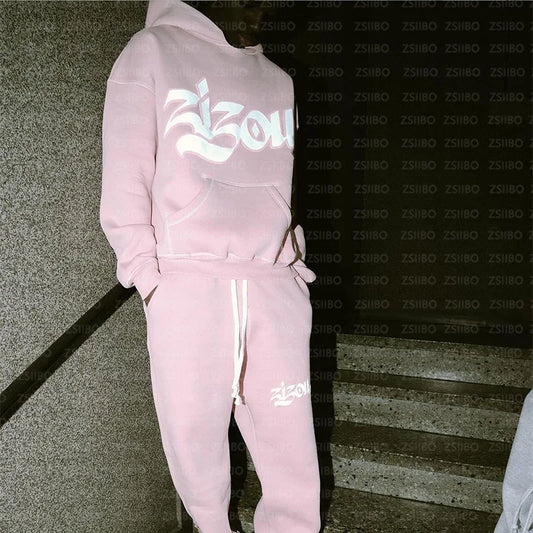 2024 Neu – Gothic Punk Streetwear Hoodie für Männer mit Letter Print – Y2K Oversized Zip-Up Hoodie