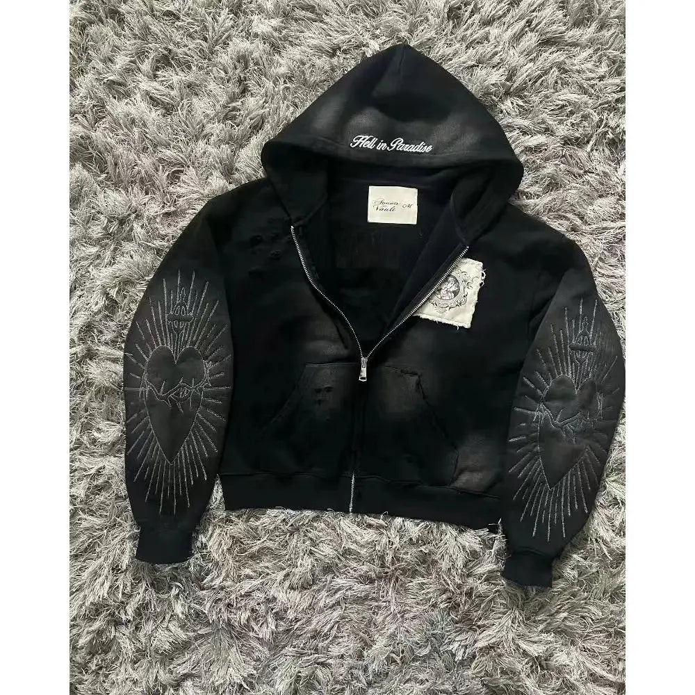 🧢 Juspinice Korean Style Zip-Hoodie – Sommerliche Streetwear mit Print