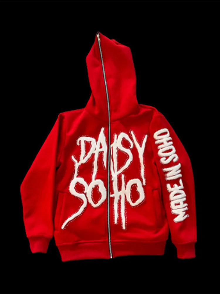 Y2K Hip Hop Zipper Hoodie 2025 – Retro Streetwear mit Letter-Print