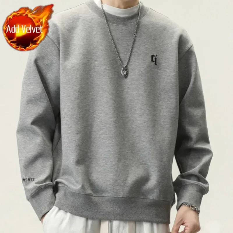 Herren Pullover Sweatshirt – Rundhals, Ohne Kapuze, Schwarzes Letter-Design, Oversize,