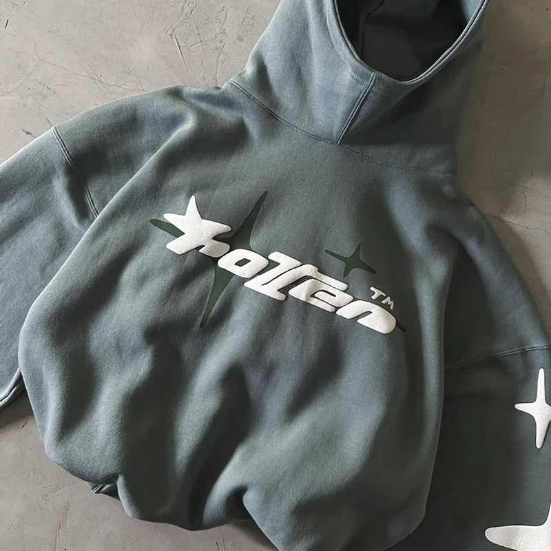 Hip Hop Street Couple Sweatshirt – Foam Print Kapuzenpullover – Lockerer Casual Hoodie – Unisex Mode für Männer und Frauen