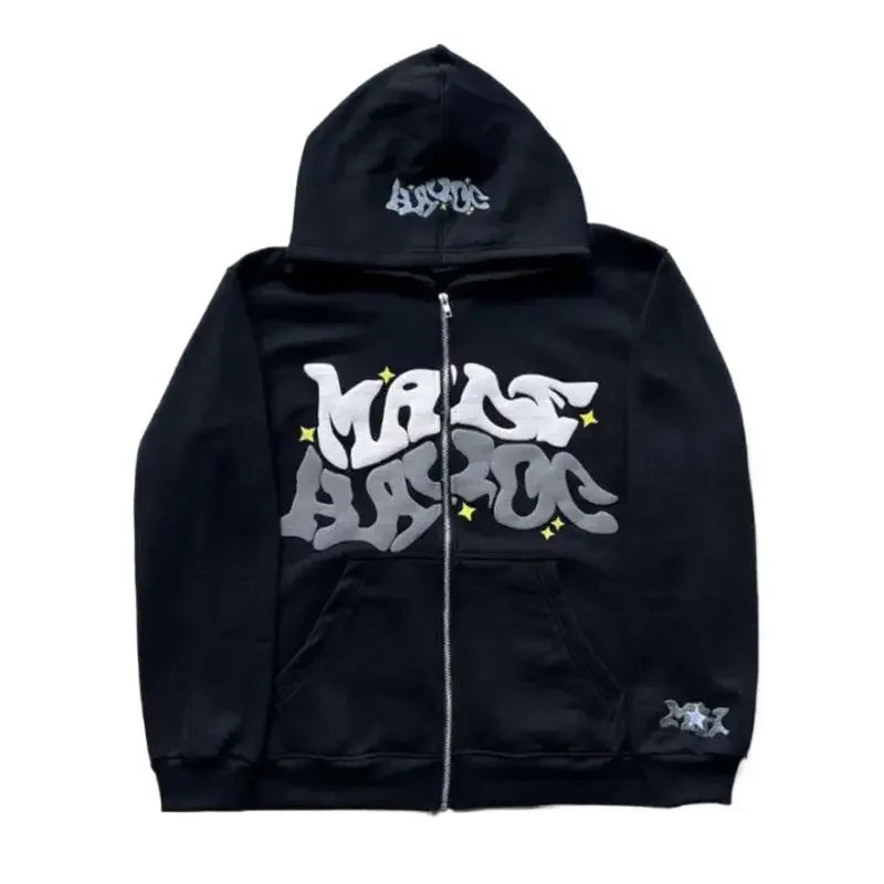 College-Style Kapuzen-Sweatshirt für Herren – Fleecegefütterte Übergangsjacke im Loose Fit