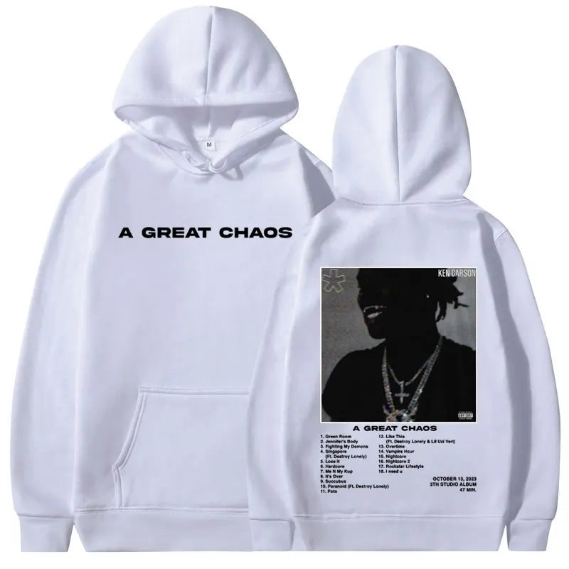Rapper Ken Carson Hoodie – „A Great Chaos“ Album Kapuzenpullover | Unisex Streetwear Sweatshirt | Oversized Harajuku Style für Männer & Frauen