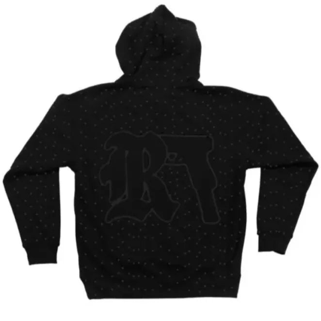2025 Europäisch-Amerikanischer Herren Hoodie mit Druck – Dunkle Hot Diamond Black Serie – Jugendlicher Freizeittrend – Langärmeliger Kapuzenpullover