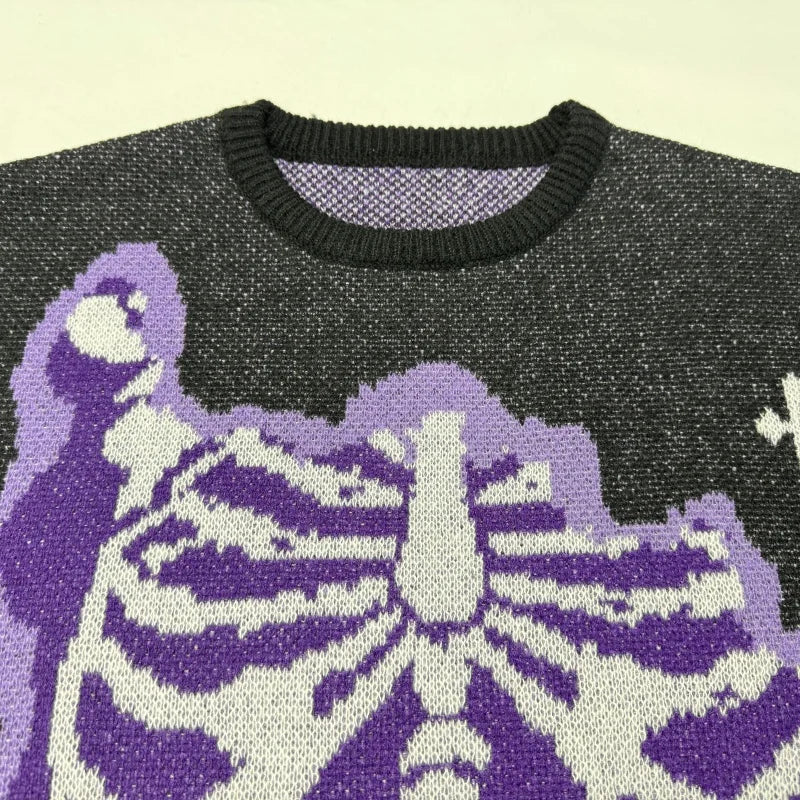 Retro Strickpullover mit Totenkopf-Motiv – Lässiger Herrenpullover für Frühling & Herbst