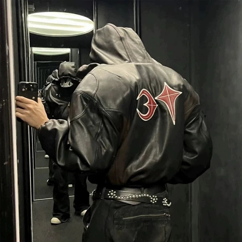 Thug Club Leder-Baumwolljacke mit Kapuze – High Street Vintage Style für Herren & Damen