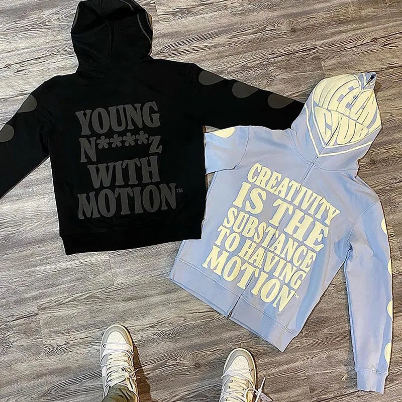 BIG PROMOTION – Europäisch und Amerikanisch: Herbst- und Winter Sweatshirt für Männer mit Schaumstoffdruck – Mode Retro Loose Hip Hop Gothic Hoodie