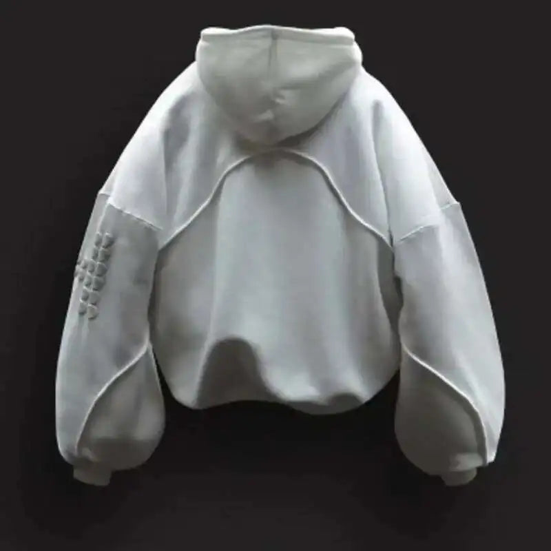 HKSH Herren Hoodie – Nischen-Design mit Schaumdruck, Weißer Kapuzenpullover für Frühjahr & Herbst, Streetwear