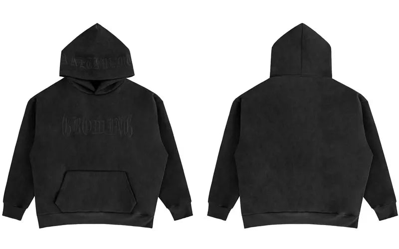 Vintage Wildleder-Hoodie Sweatshirt – Streetwear Hip Hop mit Stickerei, Harajuku Punk Gothic Kapuzenpullover