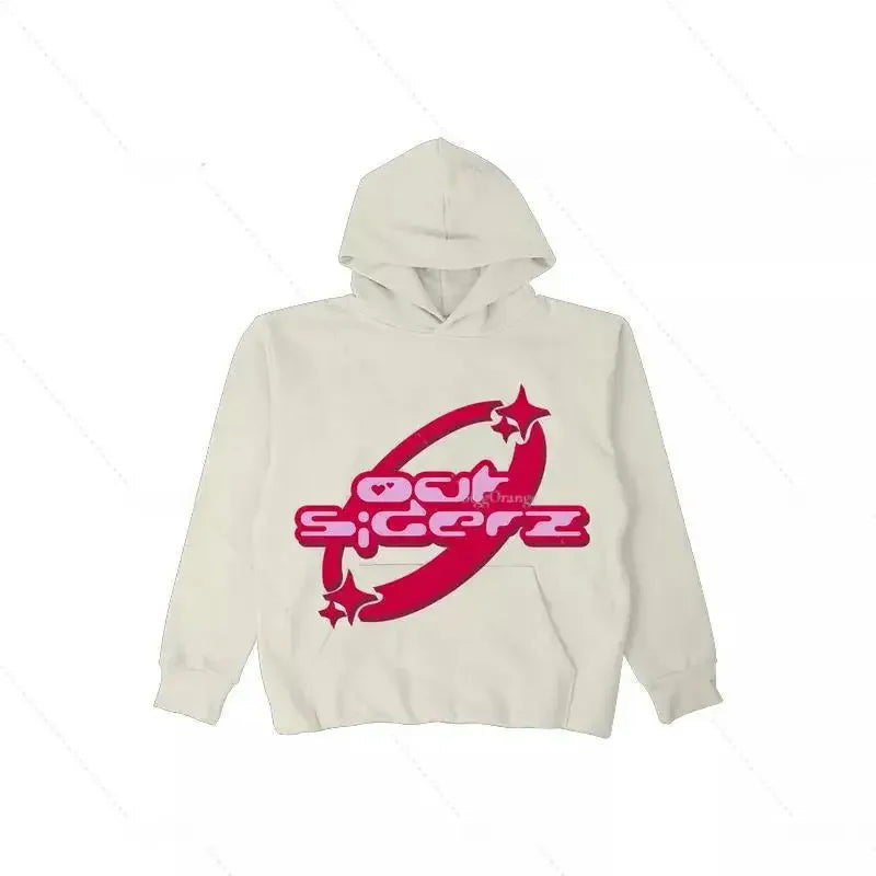 Oversized Zip-up Hoodie – Streetwear Spring Y2K Goth Punk mit Sternen-Print – Trendy Dünnes Material, Full-Face Hoodie