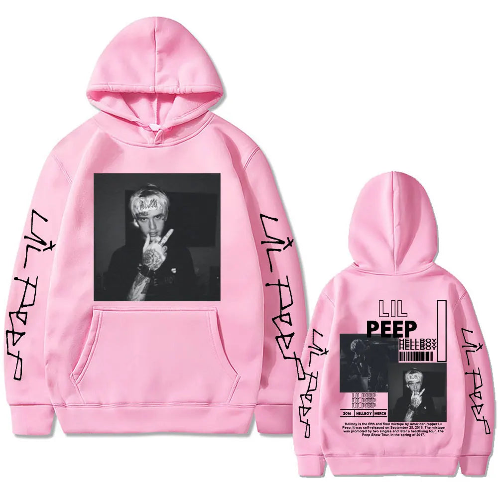 🖤 Lil Peep Hoodie – "Hellboy / Crybaby" Graphic Pullover | Unisex Streetwear | Harajuku & Hip-Hop Style