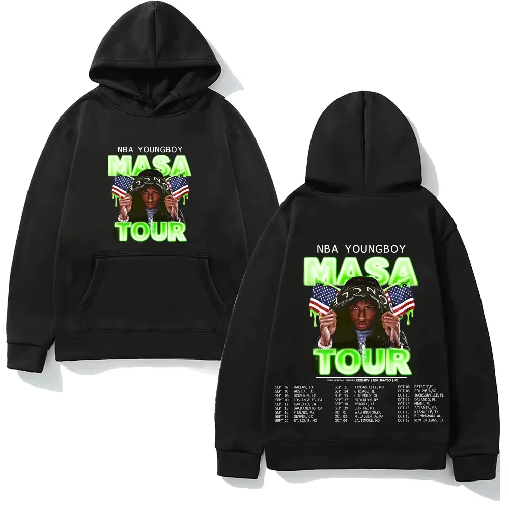 YoungBoy Never Broke Again TOUR 2025 – Gothic Retro Fleece Sweatshirt mit Print | Manga Style Hoodie für Herbst & Winter