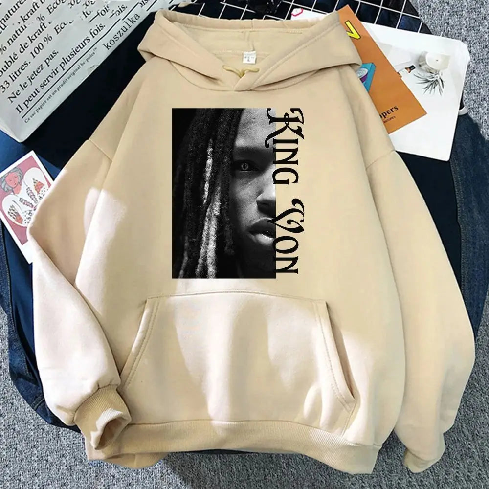 K-King Von Hoodie – Unisex Hip-Hop Pullover mit Plüschfutter | Herbst & Winter Streetwear