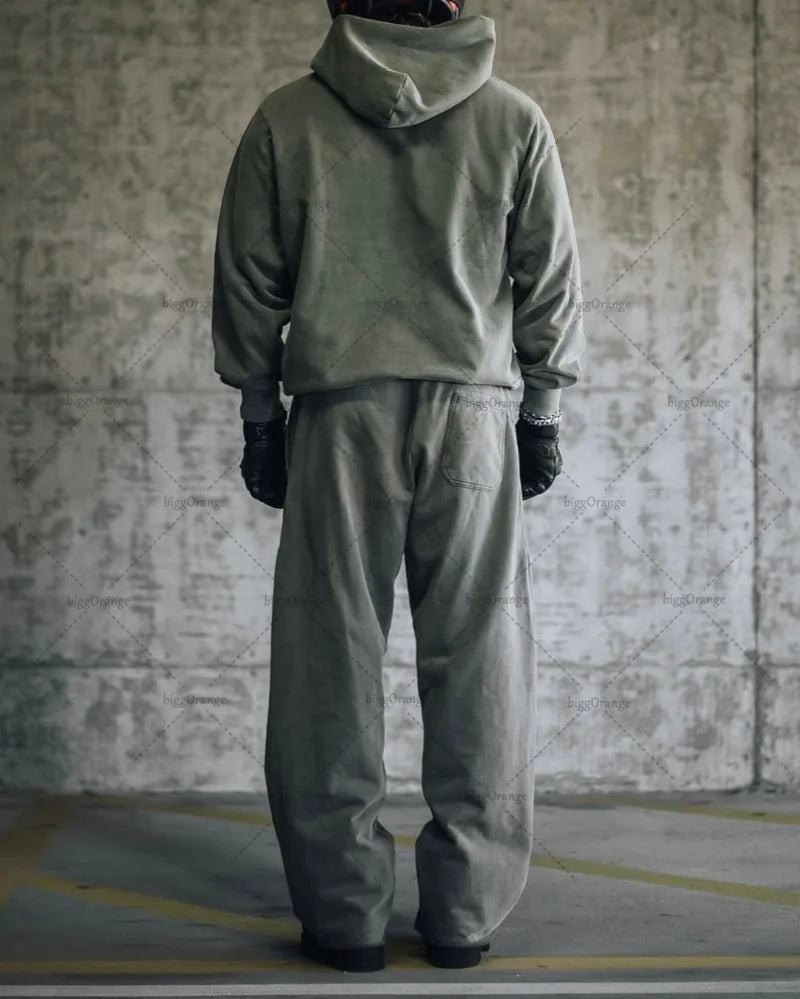 🖤 High Street Oversize Set für Herren – Hoodie & Weitbeinige Hose 🖤