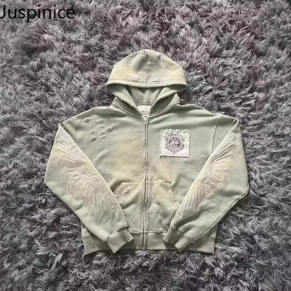 🧢 Juspinice Korean Style Zip-Hoodie – Sommerliche Streetwear mit Print