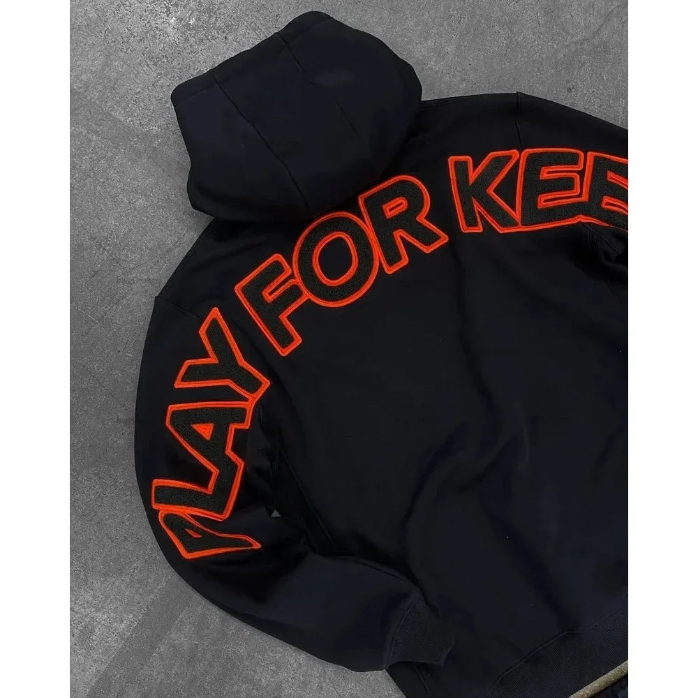 Y2K Harajuku Oversized Hoodie – Unisex Kapuzenpullover für Damen & Herren aus Baumwolle – Vintage Punk Hip-Hop Streetwear Sweatshirt 2025 – Lockerer Schnitt, Casual Fashion