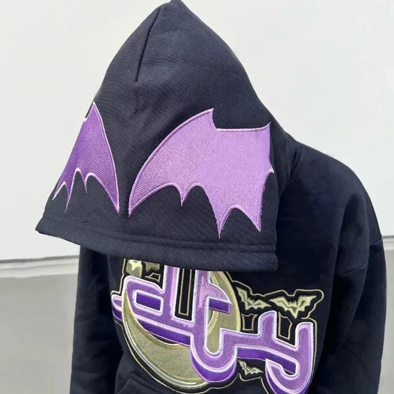 Y2K Zip Hoodie mit Flügel-Print – Lockerer Unisex-Hoodie für Herbst & Winter