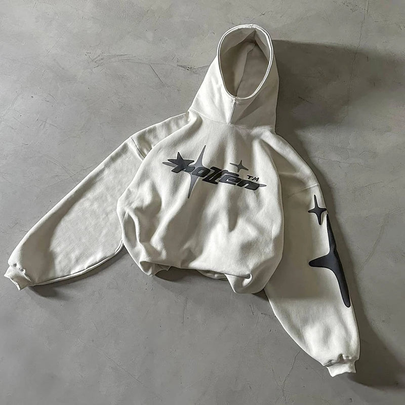 Hip Hop Street Couple Sweatshirt – Foam Print Kapuzenpullover – Lockerer Casual Hoodie – Unisex Mode für Männer und Frauen