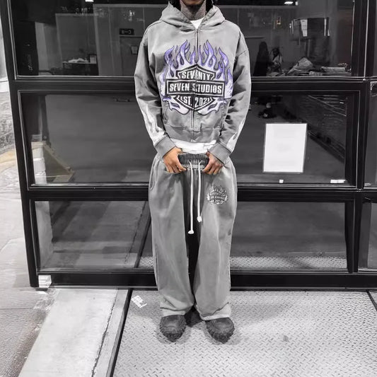 2024 Y2K Zip-Up Hoodie mit Letter-Print – Cyber Streetwear für Damen & Herren