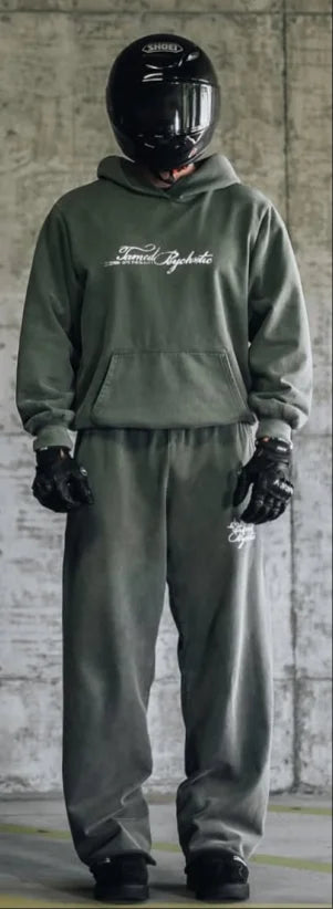 🖤 High Street Oversize Set für Herren – Hoodie & Weitbeinige Hose 🖤