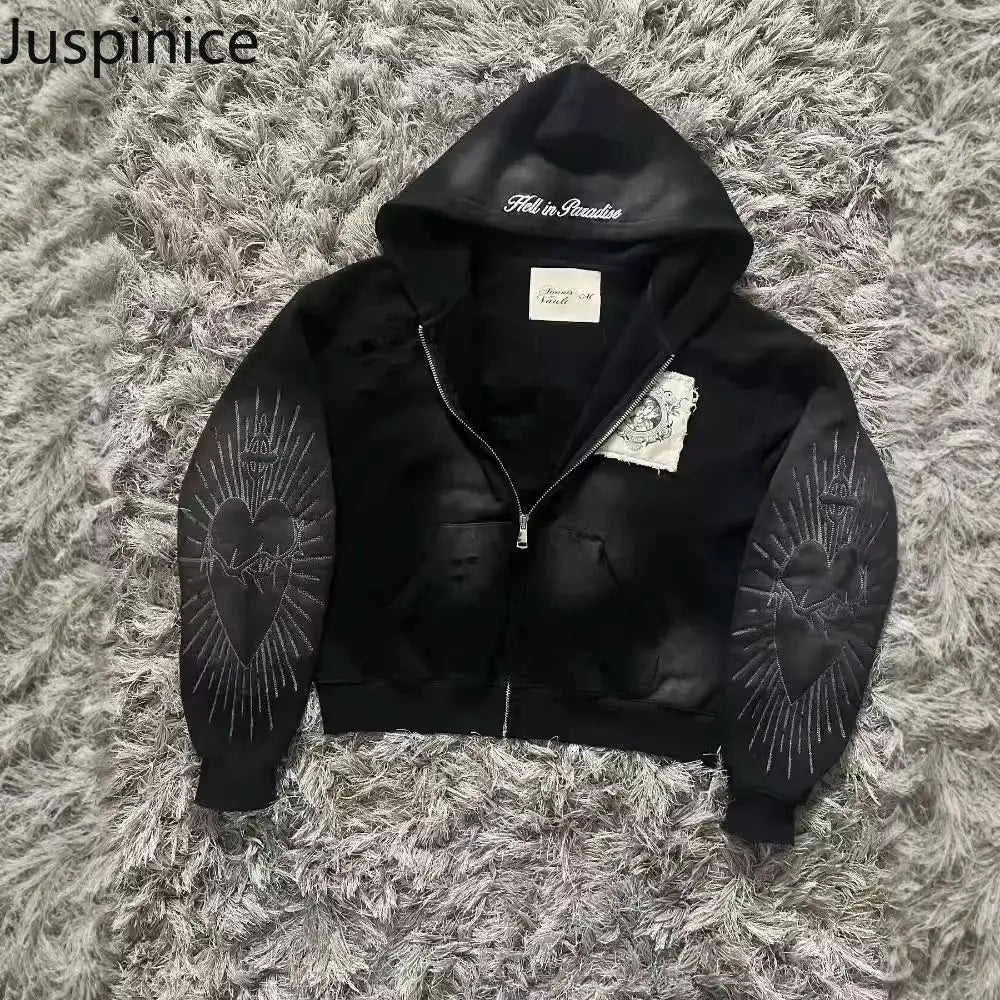 🧢 Juspinice Korean Style Zip-Hoodie – Sommerliche Streetwear mit Print