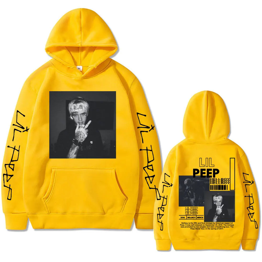 🖤 Lil Peep Hoodie – "Hellboy / Crybaby" Graphic Pullover | Unisex Streetwear | Harajuku & Hip-Hop Style