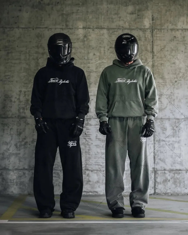 🖤 High Street Oversize Set für Herren – Hoodie & Weitbeinige Hose 🖤