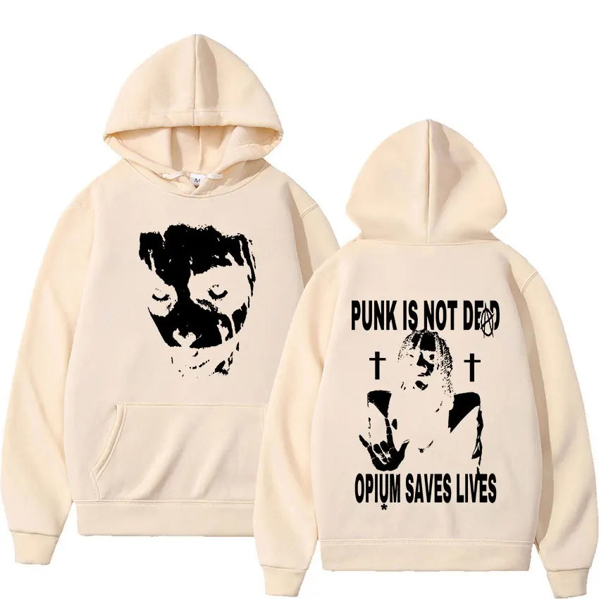 Playboi Carti Hoodie – „Punk Is Not Ded / Opium Saves Lives“ Kapuzenpullover | Streetwear Sweatshirt für Männer & Frauen | Hip-Hop Mode