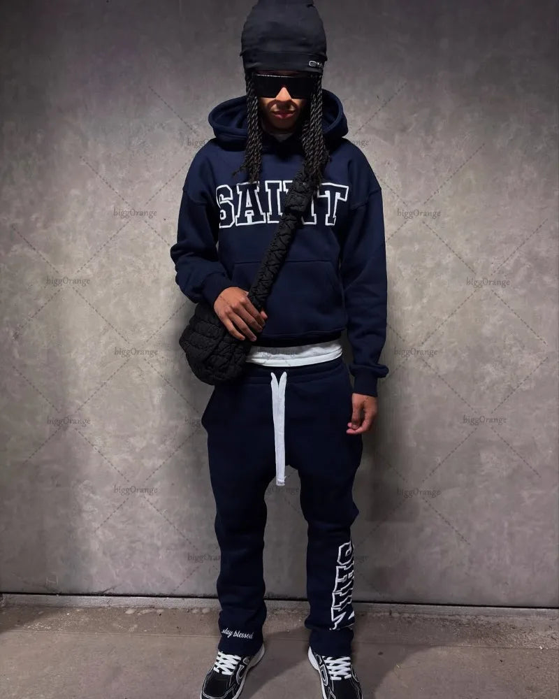 π€ High Street Retro Style 2-teiliges Set β Hoodie & Jogginghose π€