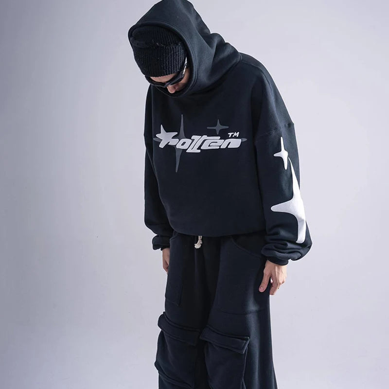 Hip Hop Street Couple Sweatshirt – Foam Print Kapuzenpullover – Lockerer Casual Hoodie – Unisex Mode für Männer und Frauen