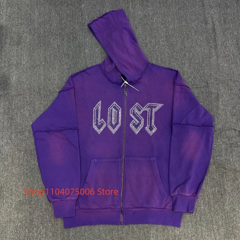 🖤 Unisex „Lost Intricacy“ Zip-Up Hoodie – Leichter Streetwear-Hoodie | Lockerer Fit | Perfekt für Alltag, Fitness & Freizeit