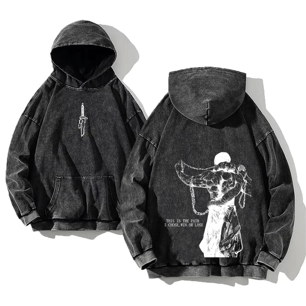 Vintage „Jujutsu Kaisen“ Hoodie – Acid Washed Anime Streetwear für Männer & Frauen
