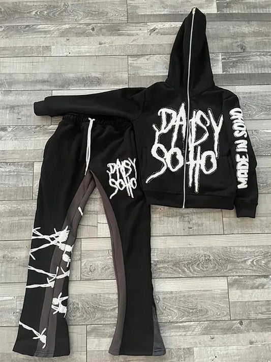 Y2K Hip Hop Zipper Hoodie 2025 – Retro Streetwear mit Letter-Print