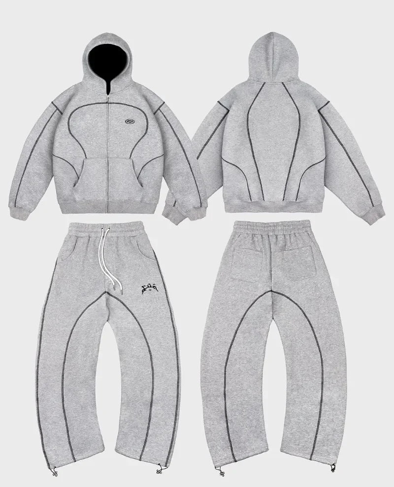 🔥 Y2K High Street Hip-Hop Trainingsanzug für Herren – 2-teiliges Set mit Hoodie & Jogginghose 🔥