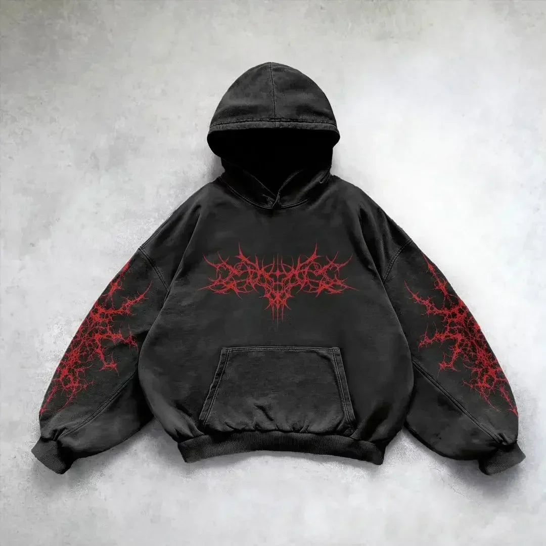 2025 Retro Y2K Hip Hop Fashion Zipper Hoodie – Langarm Streetwear Hoodie mit Druck für Männer