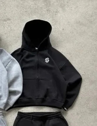 2025 Neu: Letter Embroidery Zipper Casual Men Suit - Y2K Herren Harajuku Fashion Hoodie & Retro Sweatpants für Paare