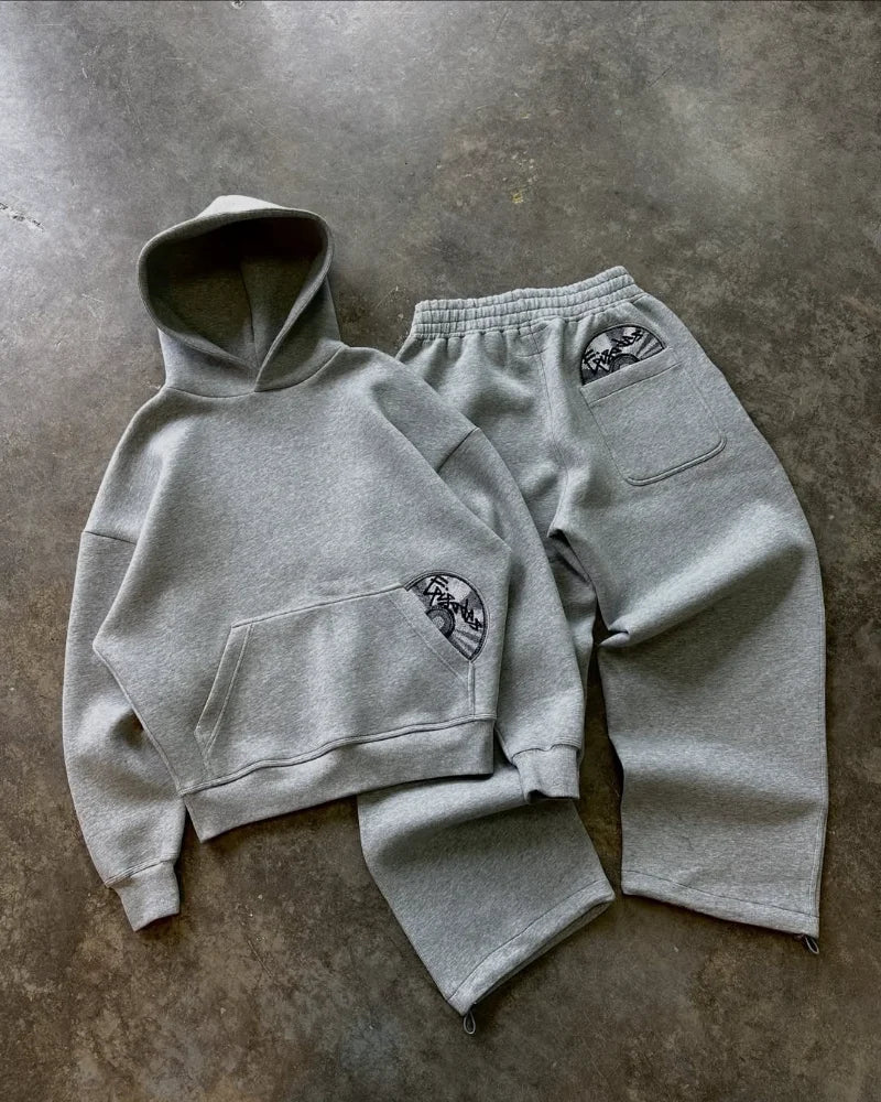 High Street Hip-Hop Herren Anzug – Modischer Pullover mit Gothic Harajuku Stickerei, Lockerer Casual Tracksuit für Männer