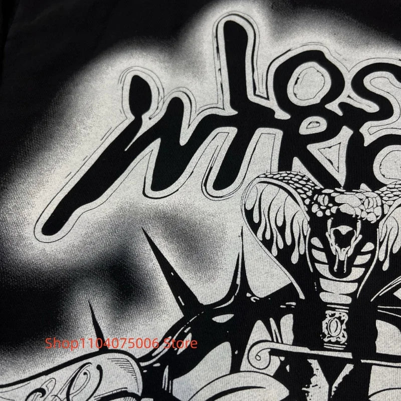 🖤 Lost Intricacy Hoodie mit Strass-Details – Schwarz | 100 % Baumwolle | Streetwear Look