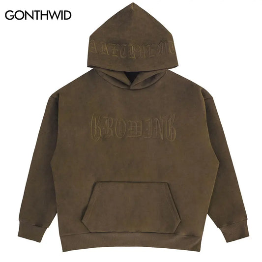 Vintage Wildleder-Hoodie Sweatshirt – Streetwear Hip Hop mit Stickerei, Harajuku Punk Gothic Kapuzenpullover