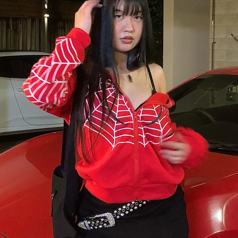 🦴 Y2K Gothic Hoodie mit Strass-Skelett – Oversize Zip-Up für Frauen 🦴