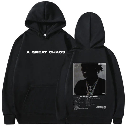Rapper Ken Carson Hoodie – „A Great Chaos“ Album Kapuzenpullover | Unisex Streetwear Sweatshirt | Oversized Harajuku Style für Männer & Frauen