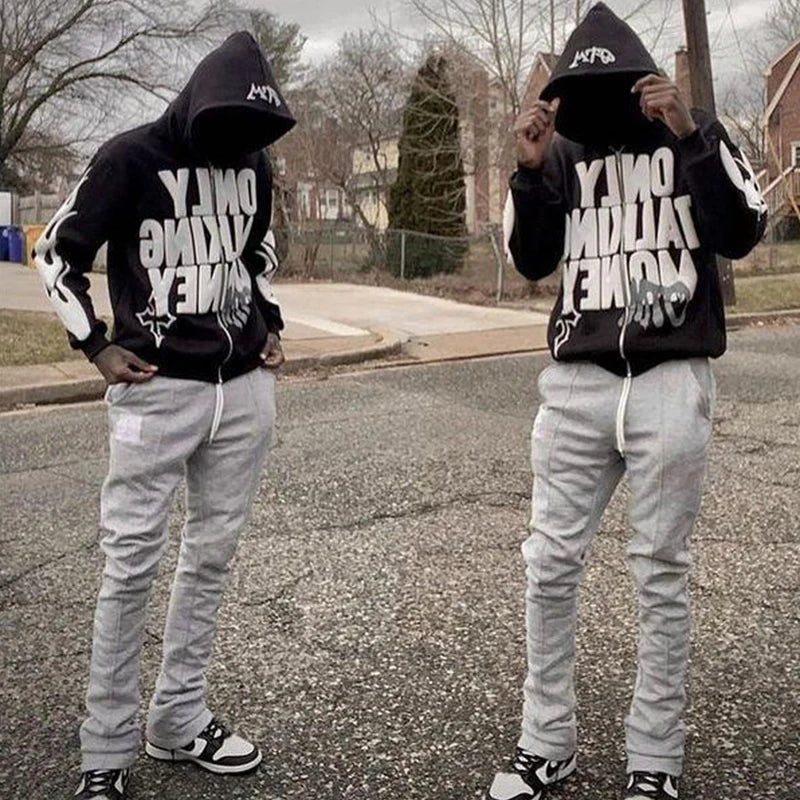 🔥 BIG PROMOTION – Y2K Zipper Hoodie mit Spinnennetz-Print | Harajuku Gothic Streetwear für Herbst & Winter (Unisex)